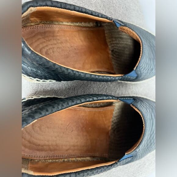 Men’s Jimmy Choo Blue Python Embossed Leather Slip On Sneakers Size 43.5 US 10.5 - Picture 9 of 10